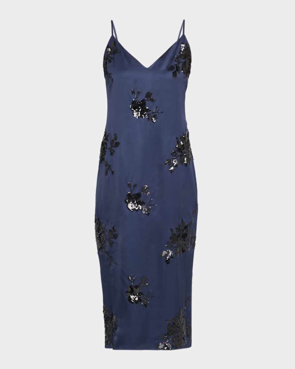 Shannon Sequined Floral Slip Dress